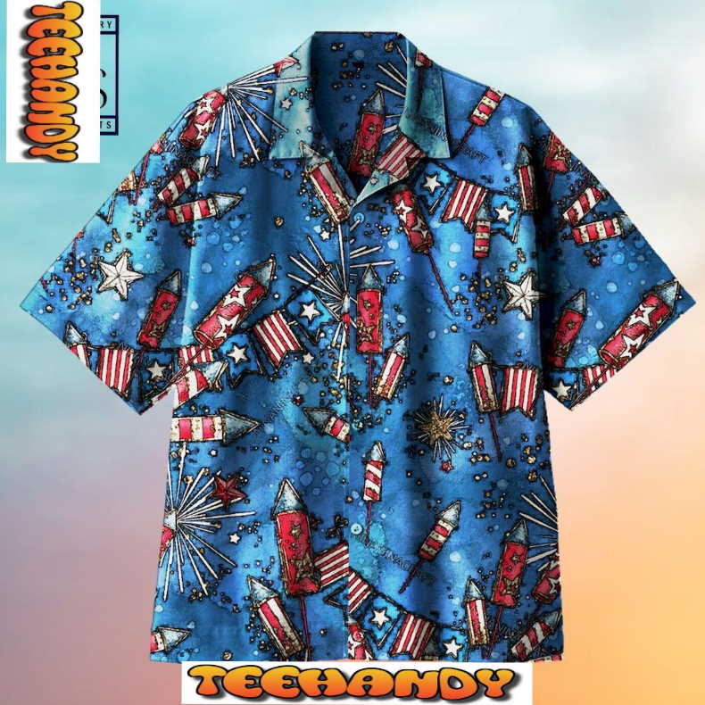 Independence Day Fireworks in USA Hawaiian Shirt