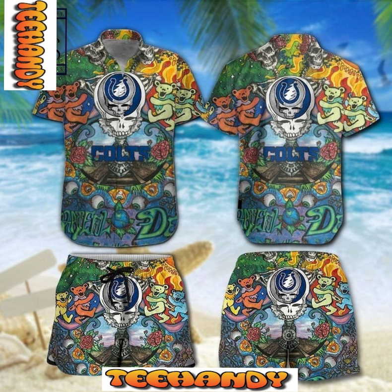 Indianapolis Colts Grateful Dead NFL Hawaii Shirt And Shorts