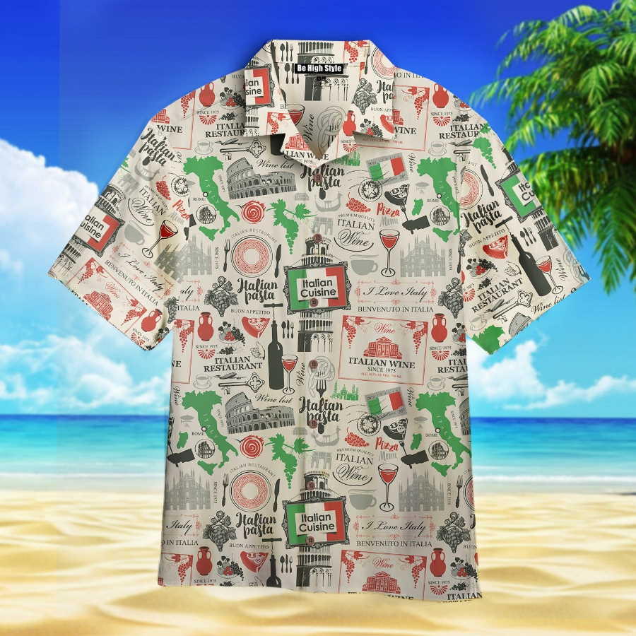 Italian Flag In Retro Style Hawaiian Shirt