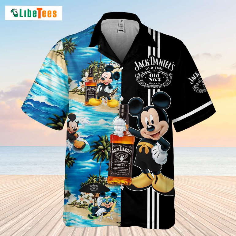 Jack Daniels Mickey Mouse, Disney Hawaiian Shirt