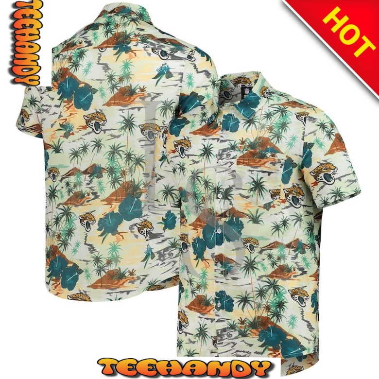 Jacksonville Jaguars Cream Paradise Floral Hawaiian Shirt