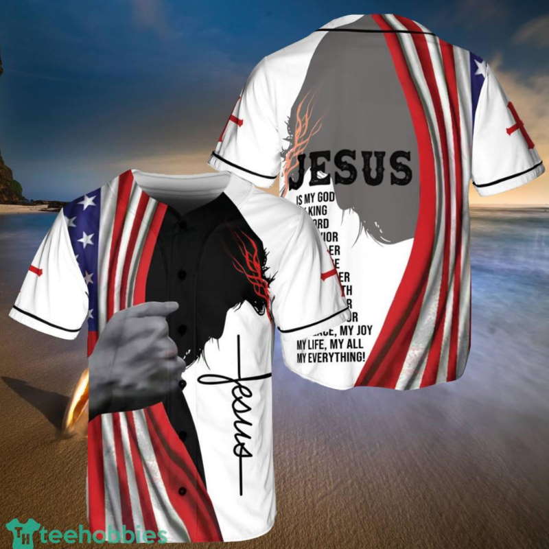 Jesus Is My God My Savior Handle US Flag Baseball Jersey