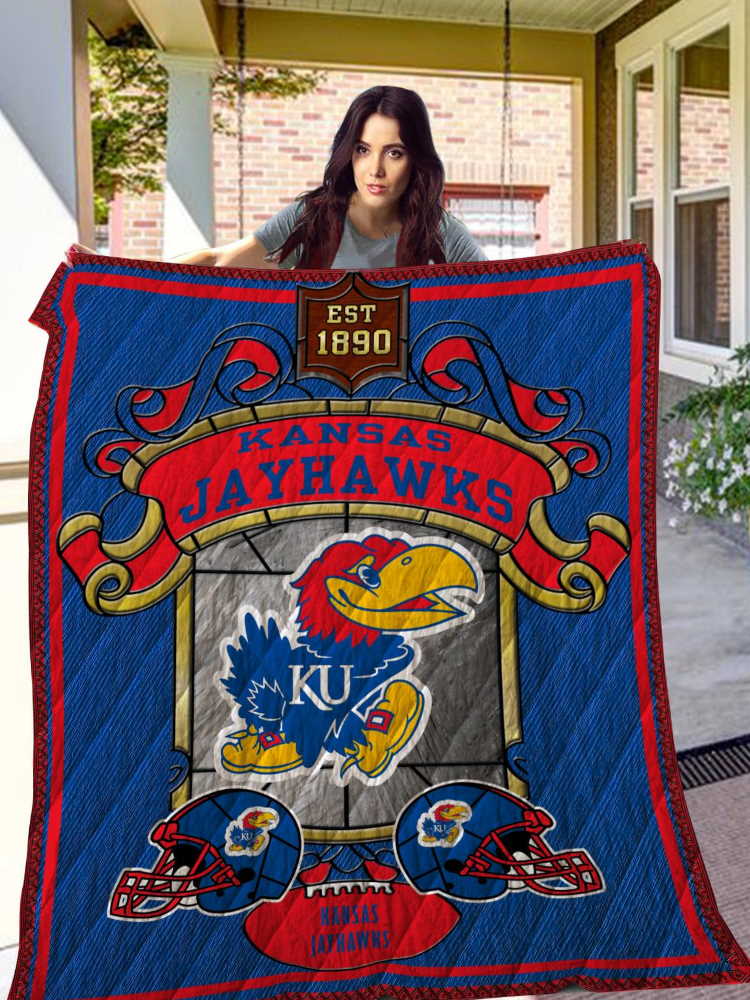 Kansas Jayhawks Football 3D Customized Quilt Blanket