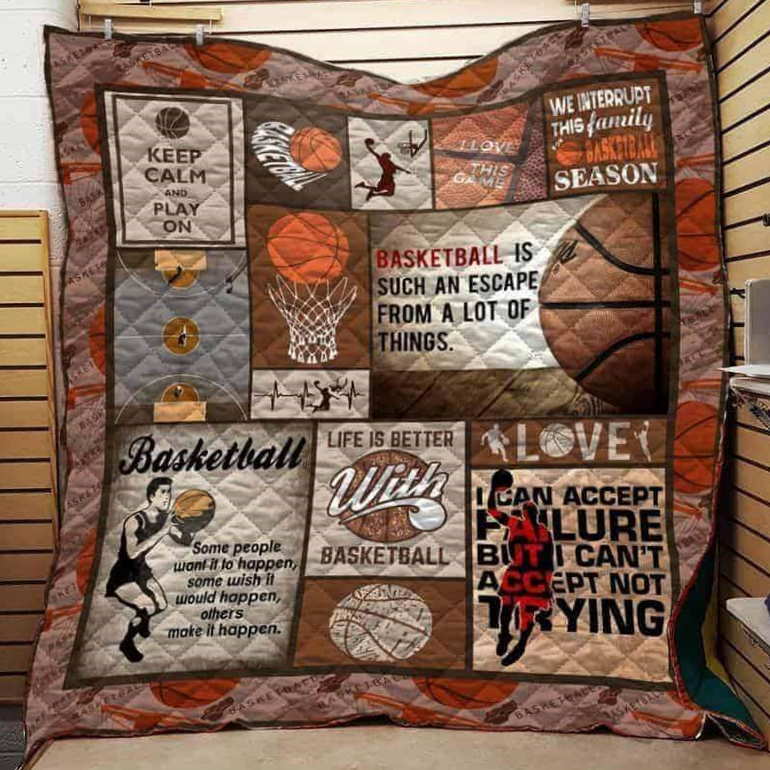 Keep Calm And Play On Basketball 3D Customized Quilt Blanket