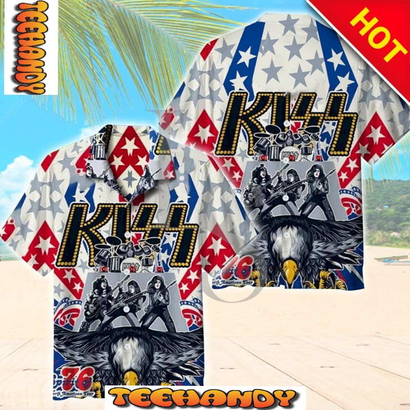 KISS on The USA Eagle Hawaiian Shirt