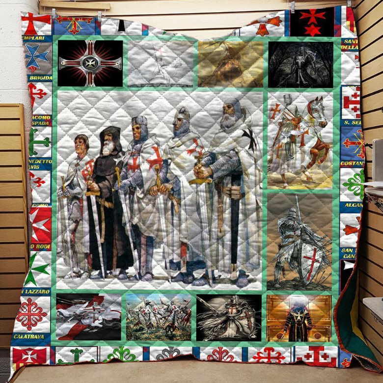 Knight Of Templar 3D Customized Quilt Blanket