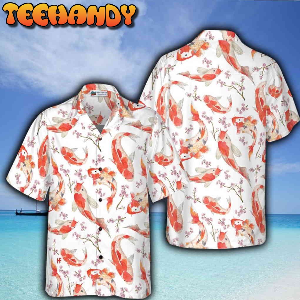 Koi Fish And Cherry Blossom Hawaiian Shirt