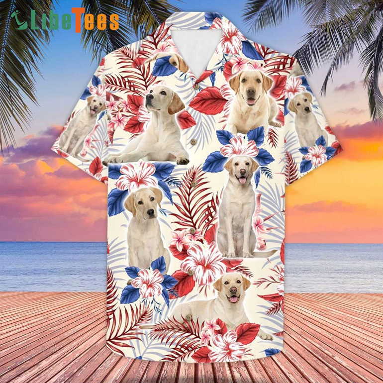 Labrador USA Flag Flower, Dog Hawaiian Shirt