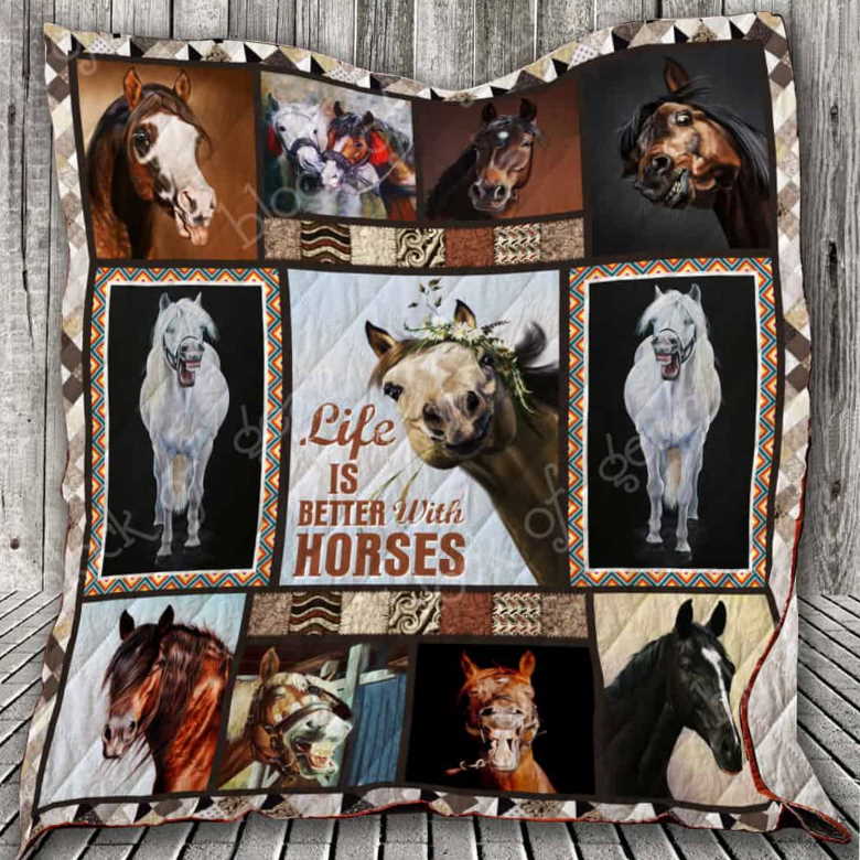 Life Is Better With Horses 3D Quilt Blanket