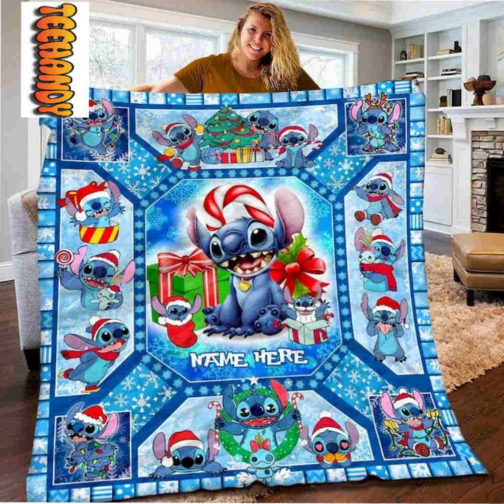 Lilo and Stitch Gift of Santa Custom Name 3D Blanket