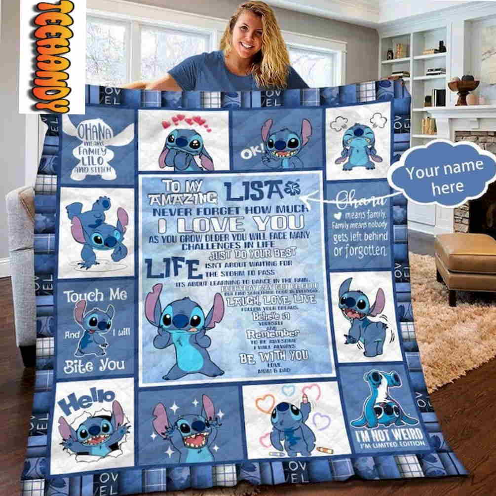 Lilo and Stitch I Love You Custom Name Blanket