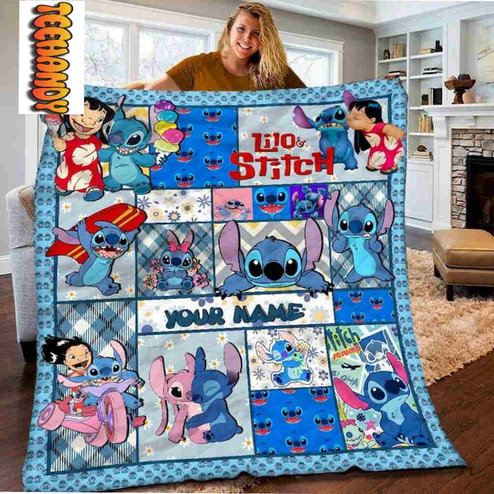 Lilo and Stitch Ride Bike Custom Name Blanket