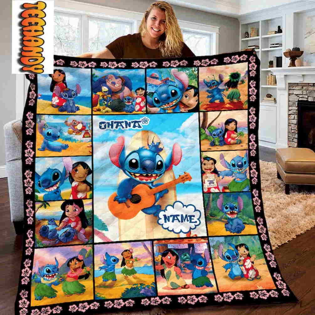 Lilo and Stitch with Friends Custom Name Blanket