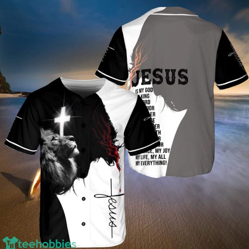 Lion Jesus Is My God My Savior My Everything Baseball Jersey