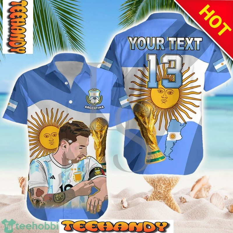 Lionel Messi Argentina Champions Personalized Hawaiian Shirt