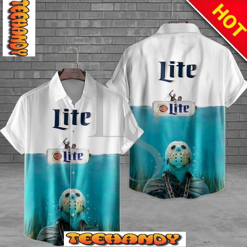 Lite Beer Horror Jason in deep Sea Hawaiian Shirt