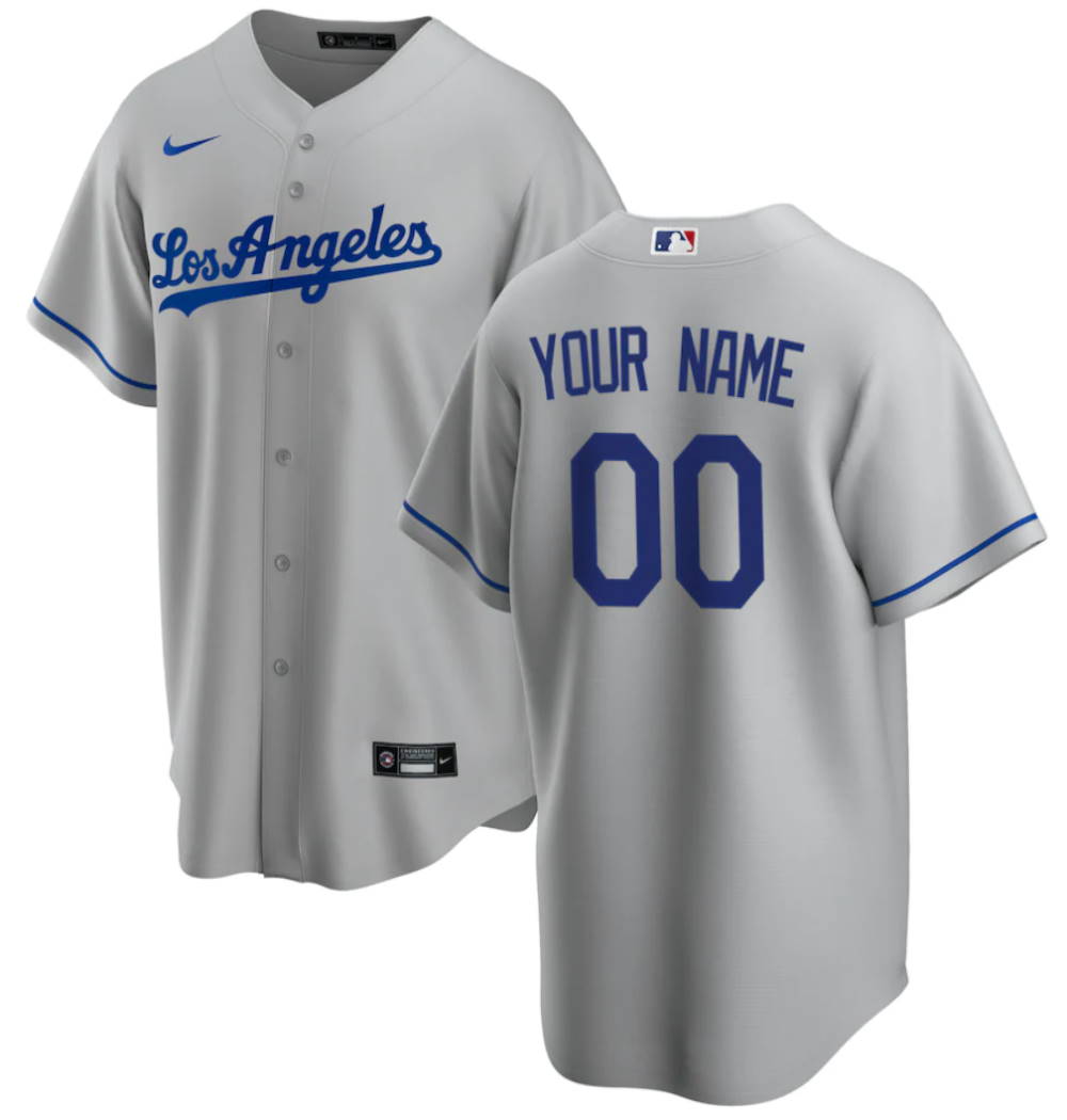 Los Angeles Dodgers Gray Road Replica Custom Jersey