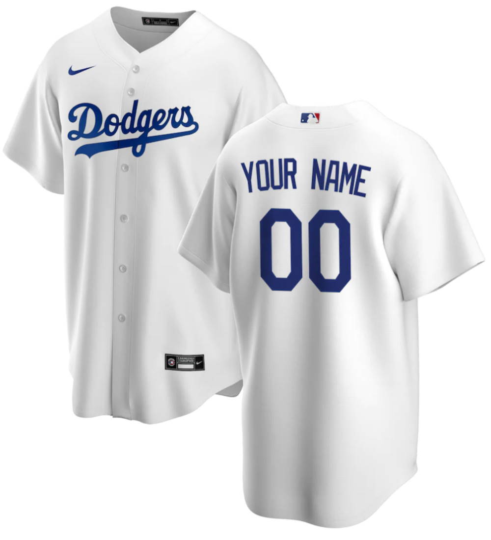 Los Angeles Dodgers White Home Replica Custom Jersey