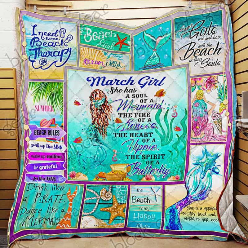 March Girl Soul Of Mermaid 3D Quilt Blanket