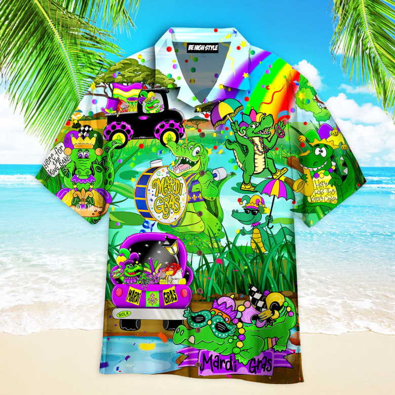 Mardi Gras Alligator Aloha Hawaiian Shirt For Man And Women
