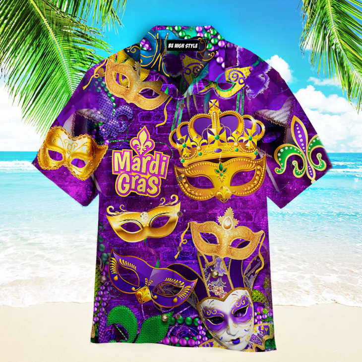 Mardi Gras Mask Aloha Hawaiian Shirt