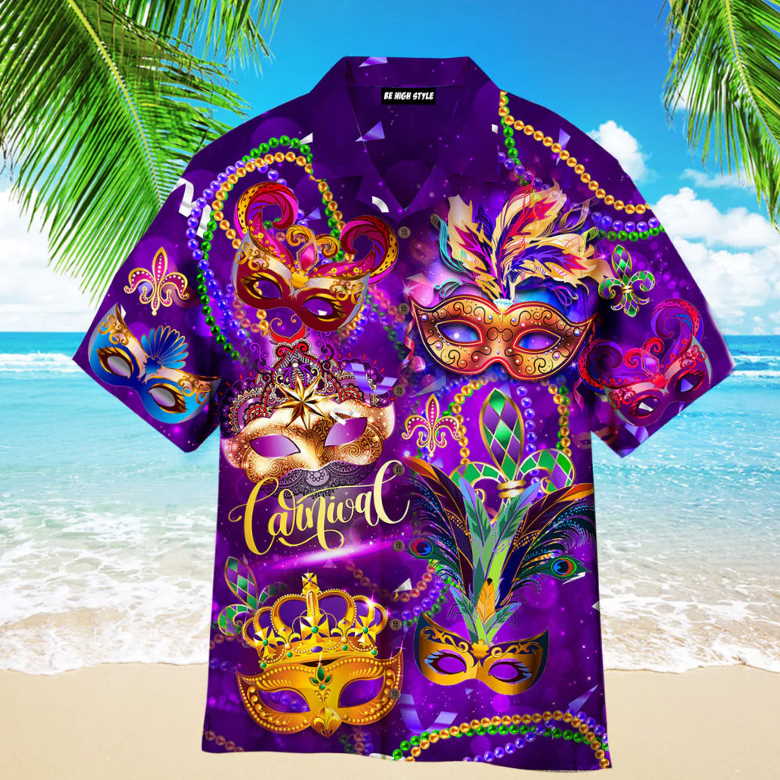 Mardi Gras Mask Aloha Hawaiian Shirt