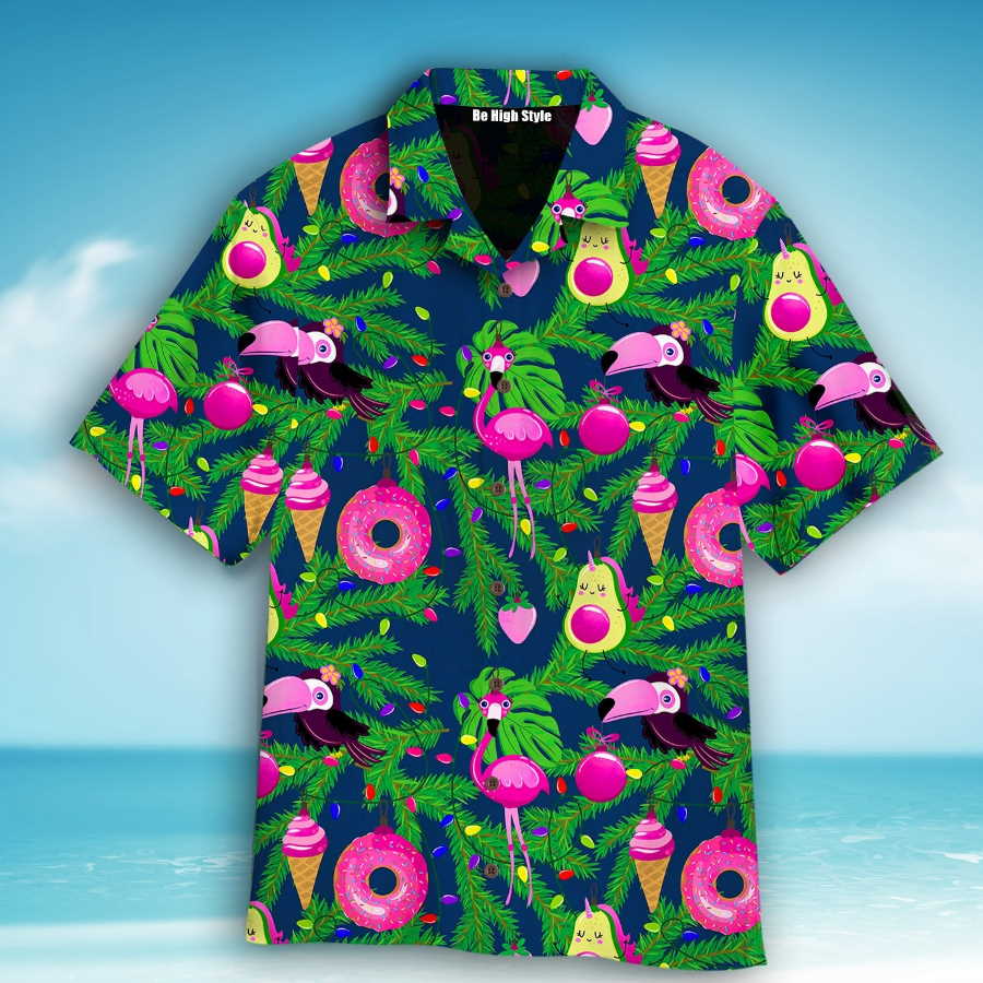 Merry Flamingo On Christmas Day Hawaiian Shirt