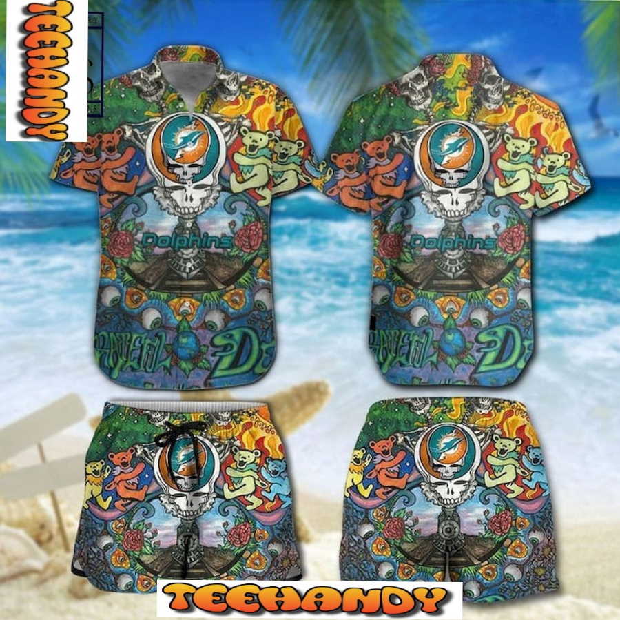 Miami Dolphins Grateful Dead NFL Hawaii Shirt And Shorts