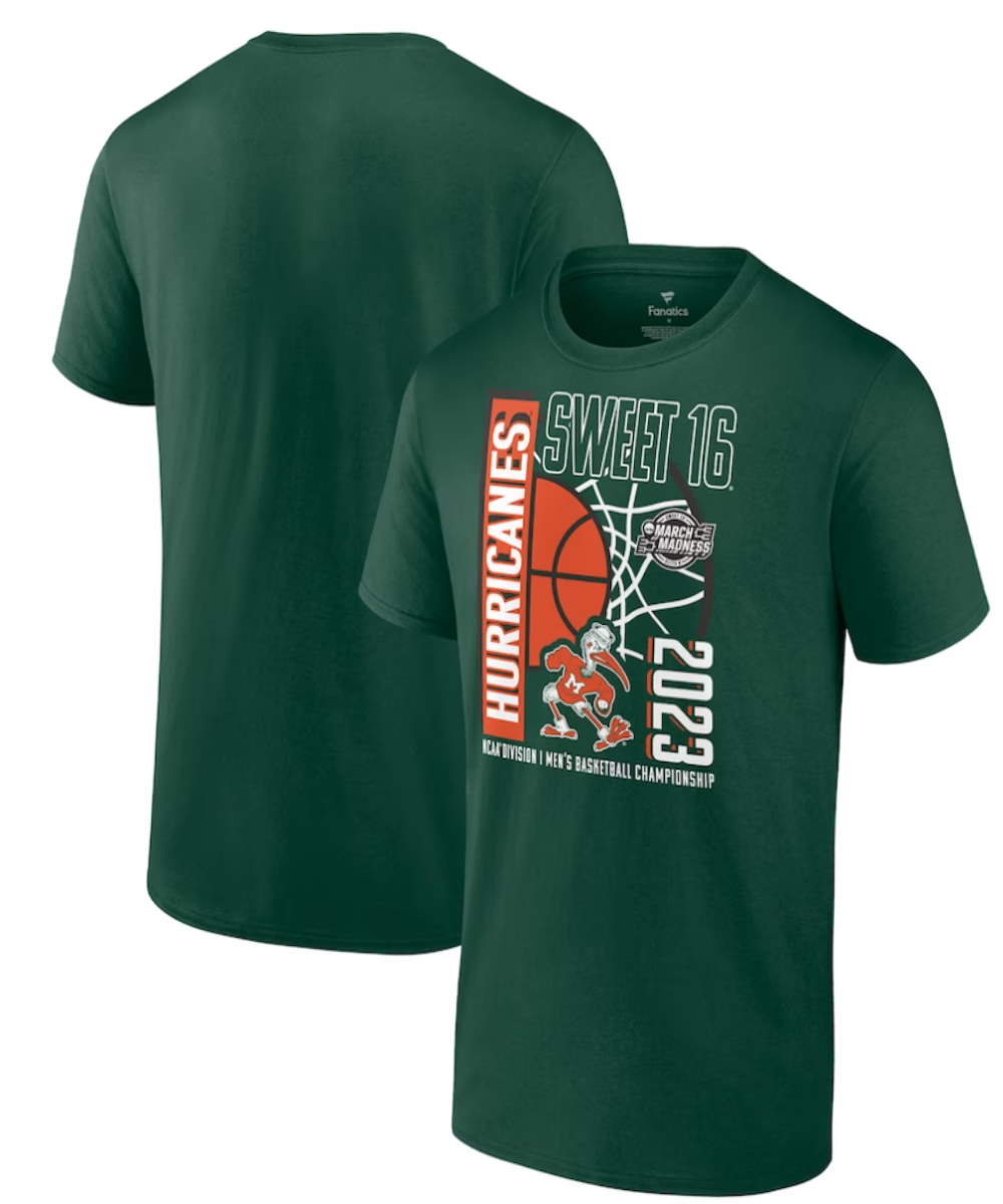 Miami Hurricanes 2023 NCAA Men’s Basketball Tournament March Madness Sweet 16 T-Shirt