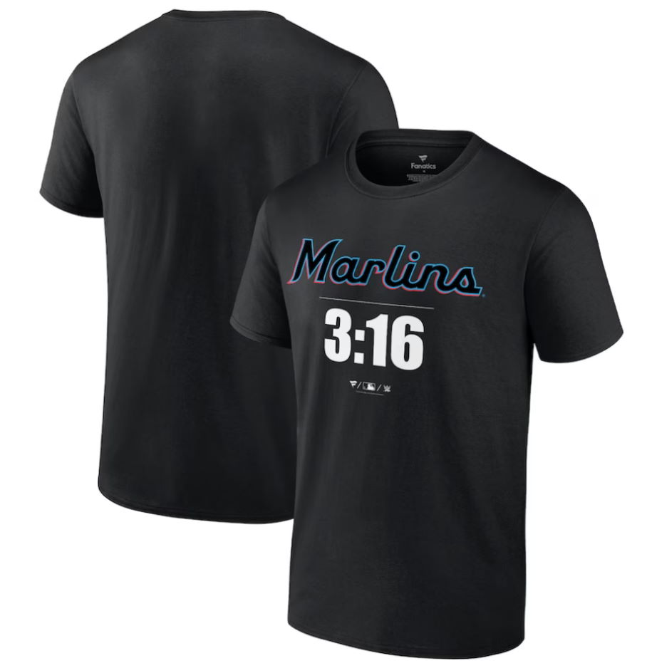 Miami Marlins Stone Cold Steve Austin Black 3:16 T-Shirt