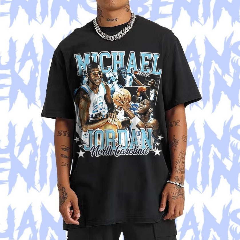 Michael Jordan UNC 90s Style Michael Jordan Vintage Inspired 90’s Rap Unisex T-Shirt