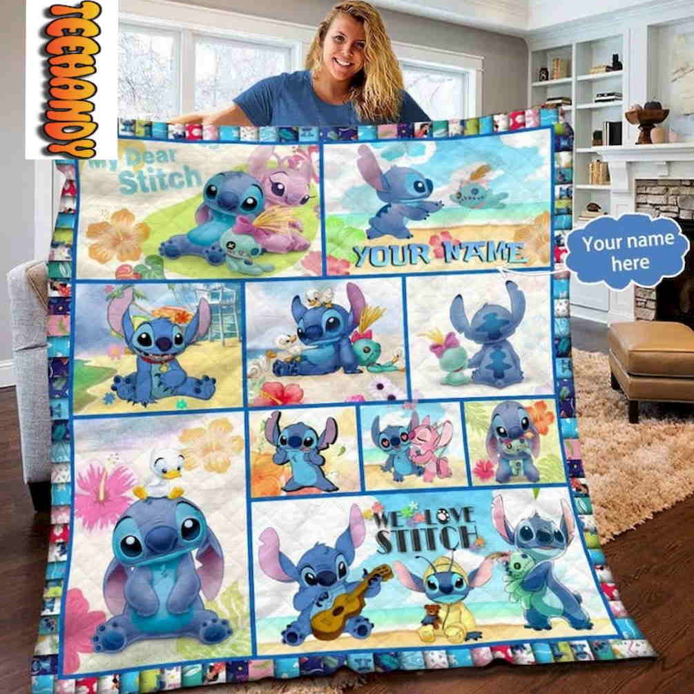 My Dear Stitch Custom Name Blanket