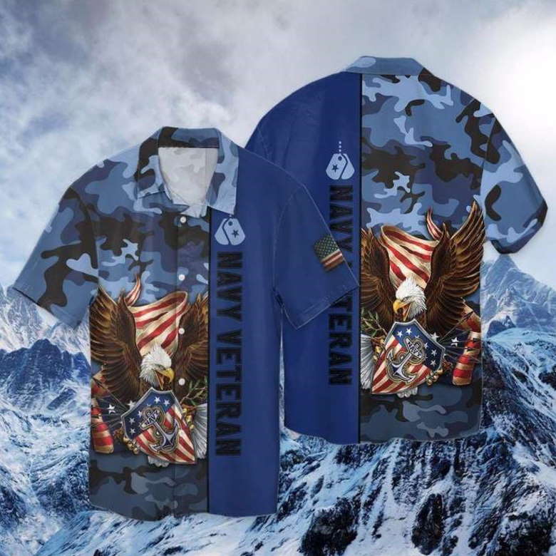 Navy Veteran Eagle Patriot Hawaiian Shirt