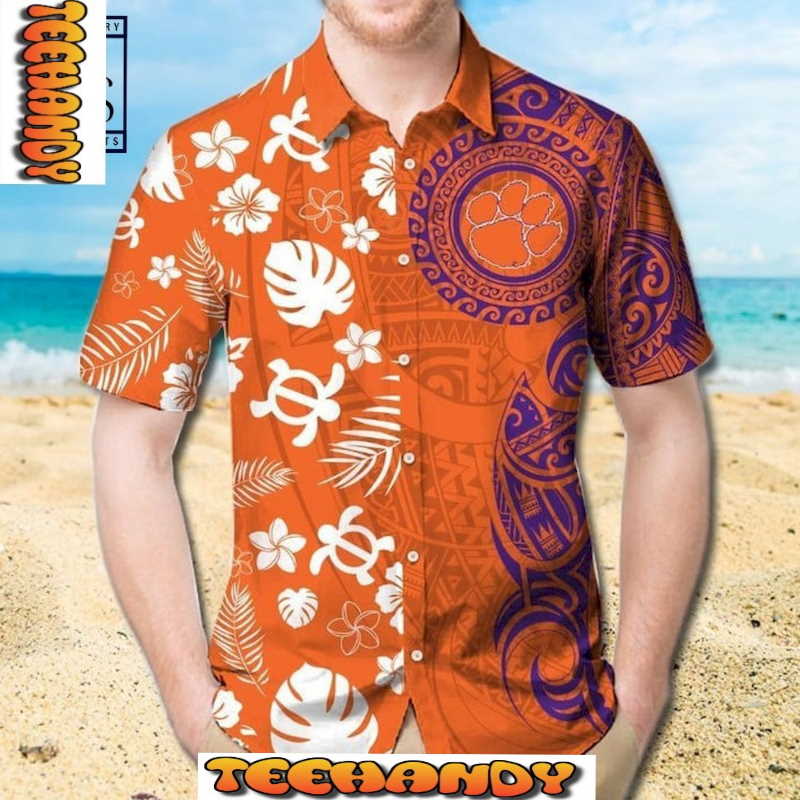 NCAA Clemson Tigers Samoan Print Hawaiian Shirt