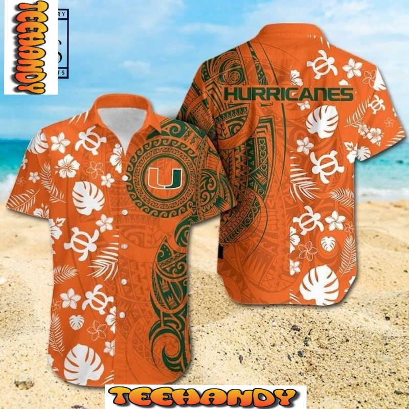 NCAA Miami Hurricanes Samoan Print Hawaiian Shirt