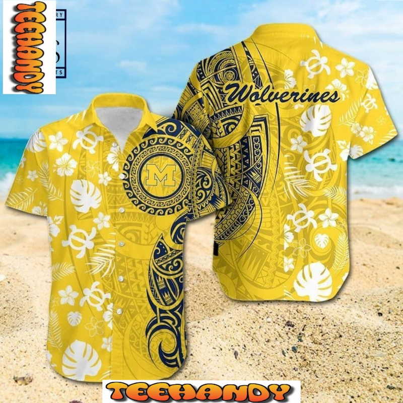 NCAA Michigan Wolverines Samoan Print Hawaiian Shirt