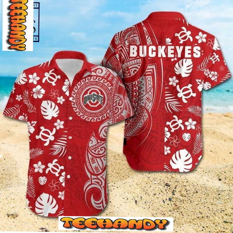 NCAA Ohio State Buckeyes Samoan Print Hawaiian Shirt