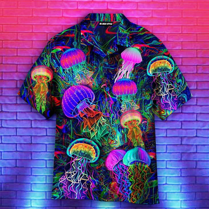 Neon Jellyfish Under The Sea Hawaiian Shirt