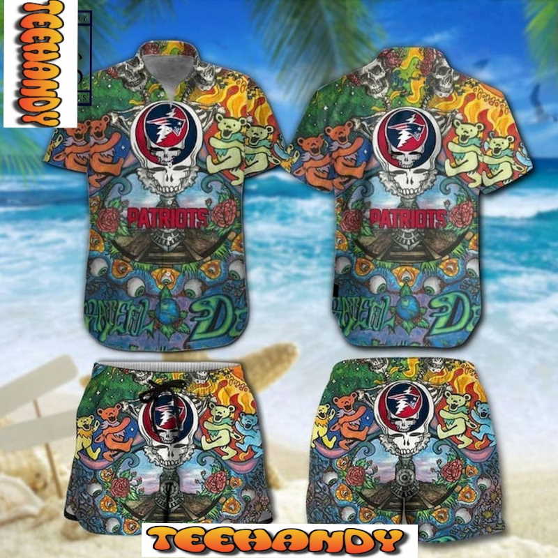 New England Patriots NFL Grateful Dead Tropical Hawaiian Shirt - Masteez