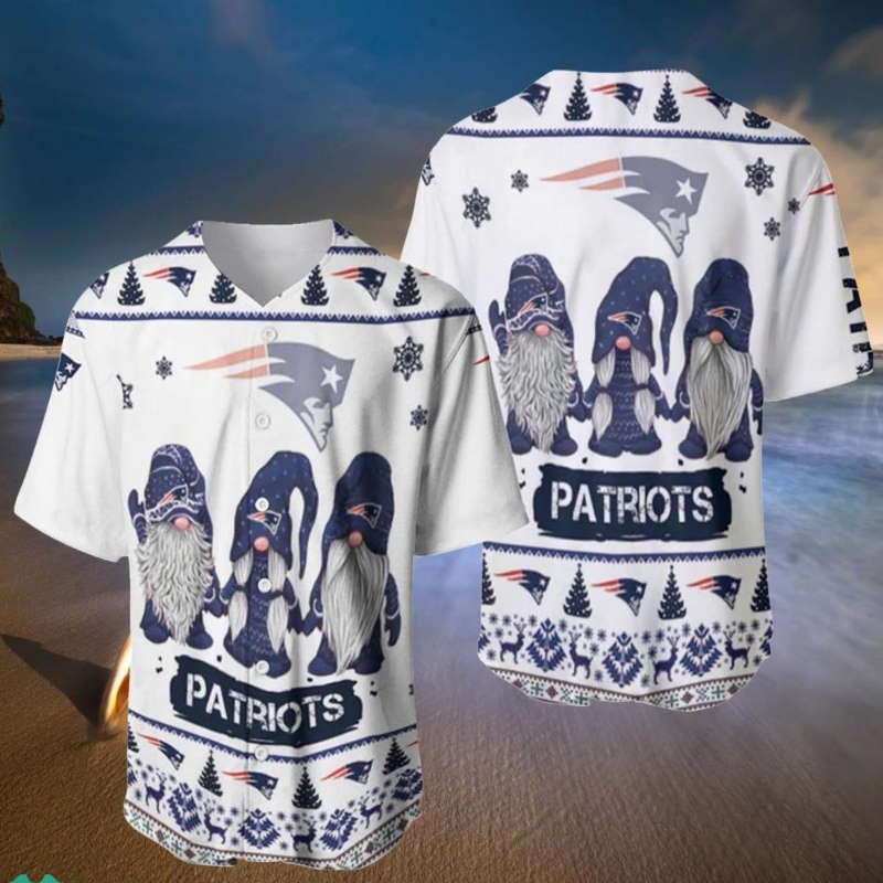 New England Patriots NFL Gnomes Christmas Baseball Jersey Shirt