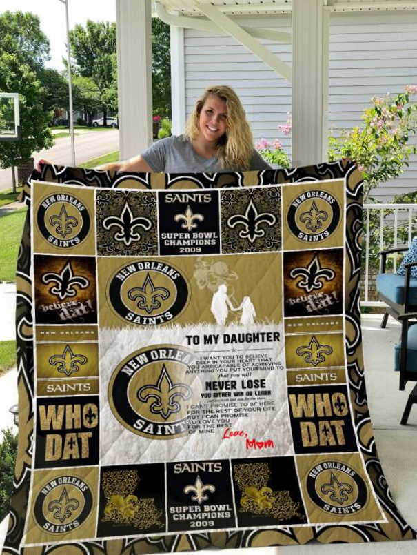 New Orleans Saints To My Daughter Love Mom 3D Quilt Blanket