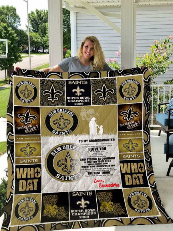 New Orleans Saints To My Granddaughter Love Grandmom 3D Quilt Blanket