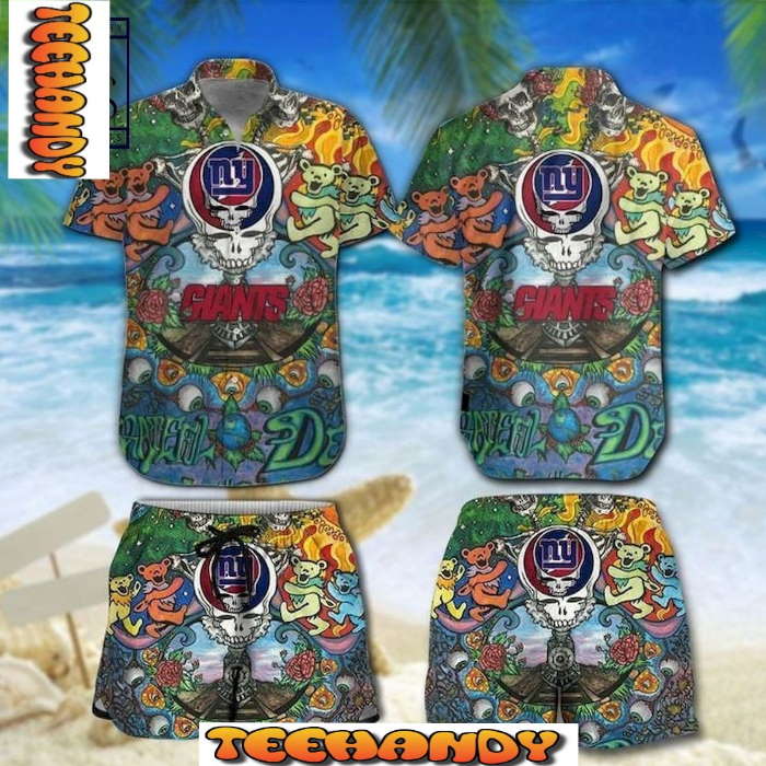 Nfl New York Giants Grateful Dead Hawaiian Shirt And Short - Freedomdesign