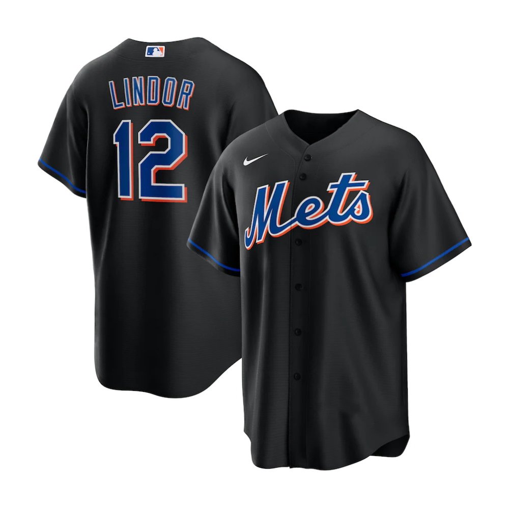 New York Mets Francisco Lindor Black 2022 Alternate Replica Player Jersey