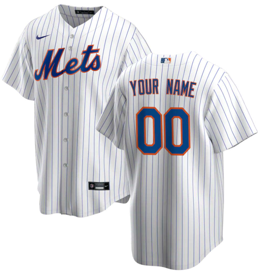 New York Mets White Home Replica Custom Jersey