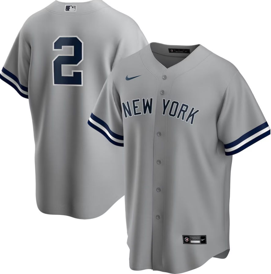 New York Yankees Derek Jeter Gray Road Replica Player Jersey