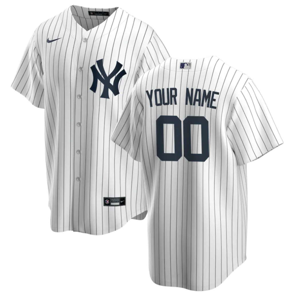 New York Yankees White Home Replica Custom Jersey