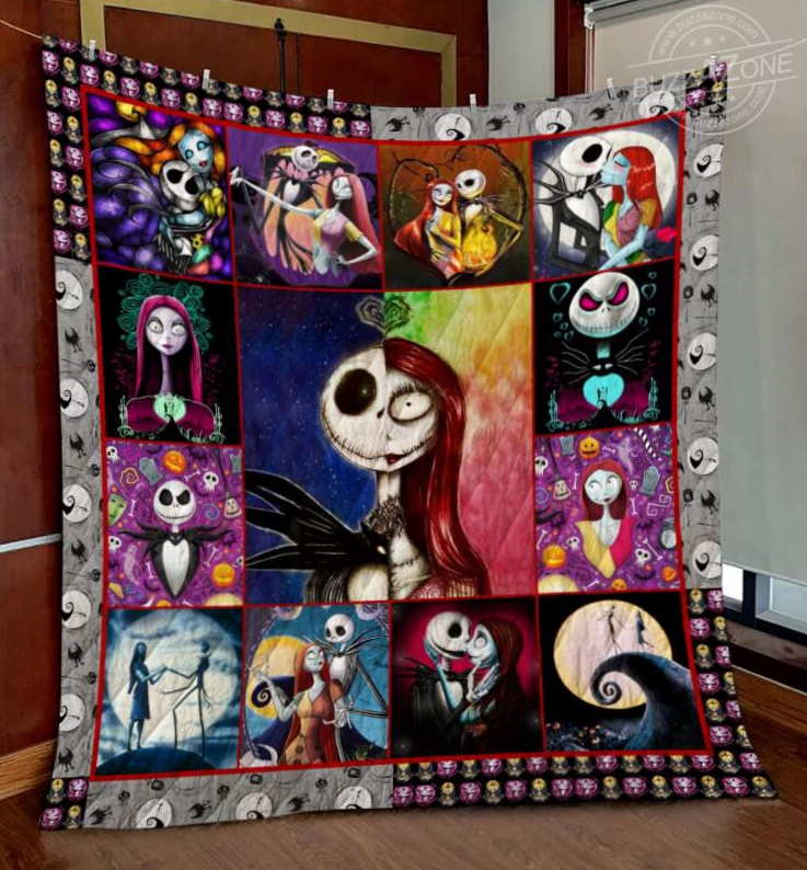 Nightmare And Sally Halloween 3D Quilt Blanket