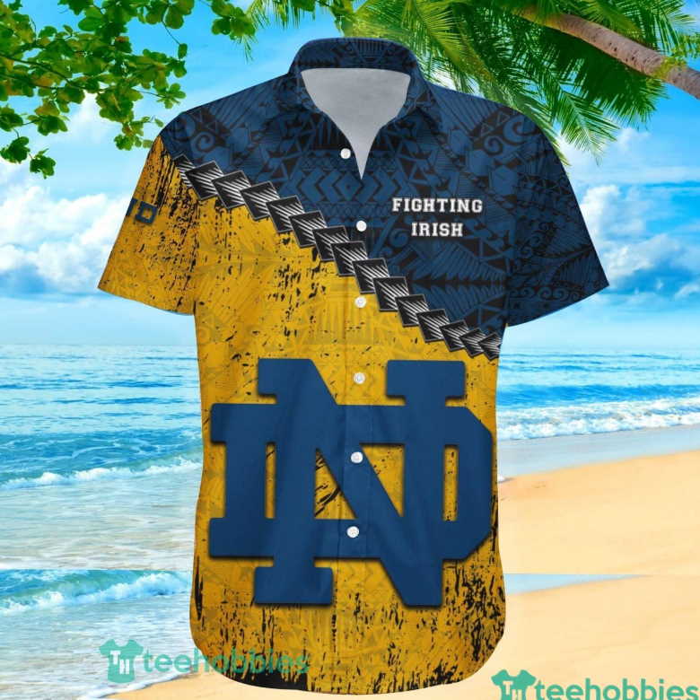 Notre Dame Fighting Irish NCAA Grunge Polynesian Tattoo Hawaiian Shirt