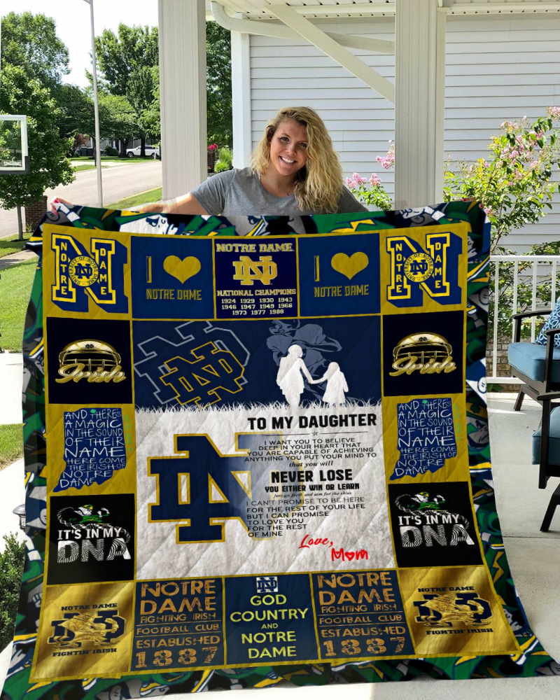 Notre Dame Fighting Irish To My Daughter Love Mom 3D Quilt Blanket